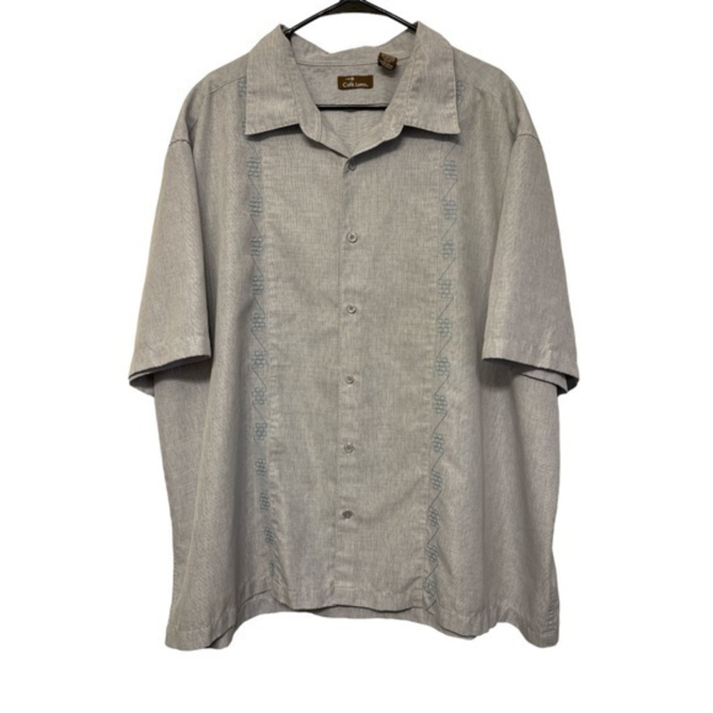 Cafe Luna Blue Short Sleeve Panel Woven Shirt Size 3XL GUC #4243